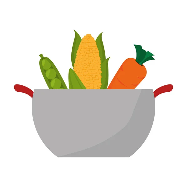 Δοχείο κουζίνας με υγιεινά τρόφιμα απομονωμένα εικονίδιο — Διανυσματικό Αρχείο