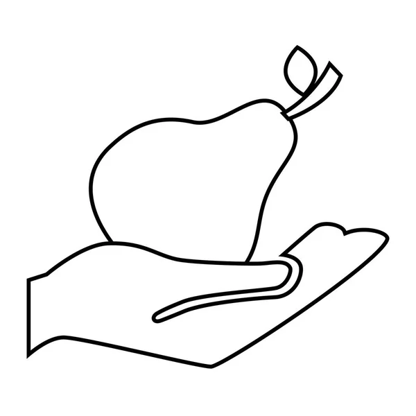 Main humaine avec des fruits frais icône isolée — Image vectorielle