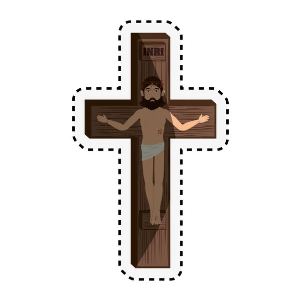 Croix chrétienne icône isolée — Image vectorielle