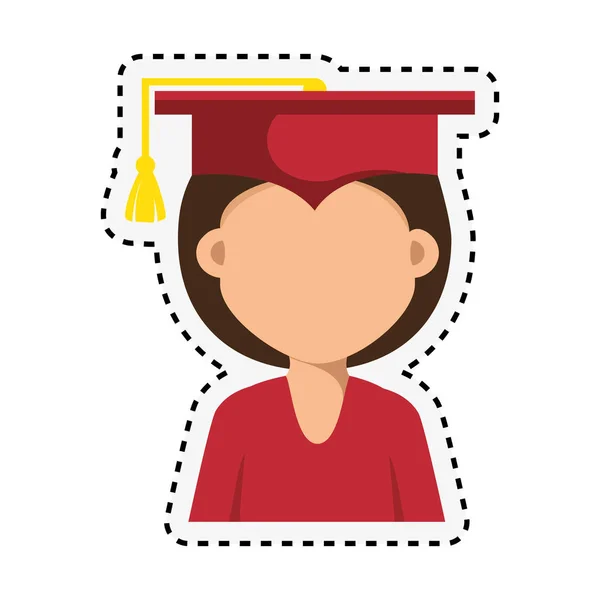 Graduación del estudiante con icono uniforme — Archivo Imágenes Vectoriales