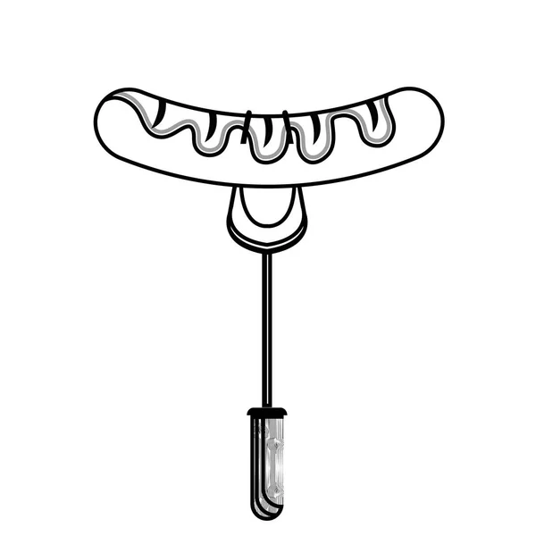 Saucisse dans fourchette icône isolée — Image vectorielle