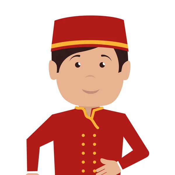 Bellboy character hotel service icon — Stock Vector