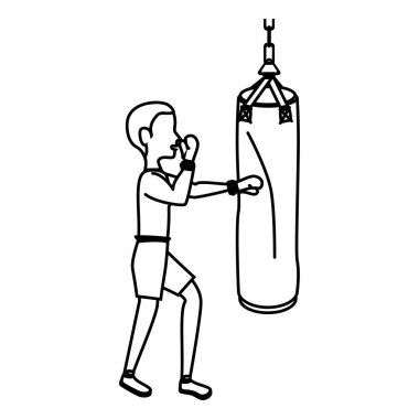 boksör siluet avatar yumruk torbası simgesiyle