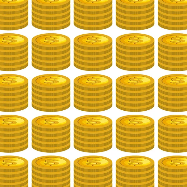 Coins money pattern isolated icon — Stock Vector