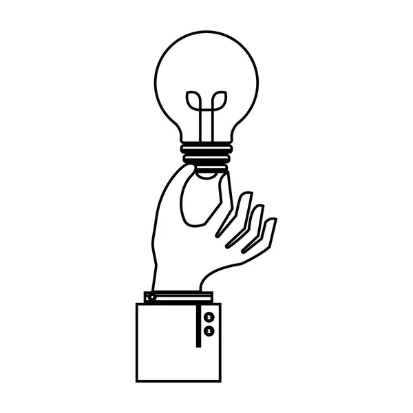 Hand mit Glühbirnen-Ikone — Stockvektor