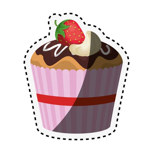 Delicioso cartão de aniversário cupcake —  Vetores de Stock