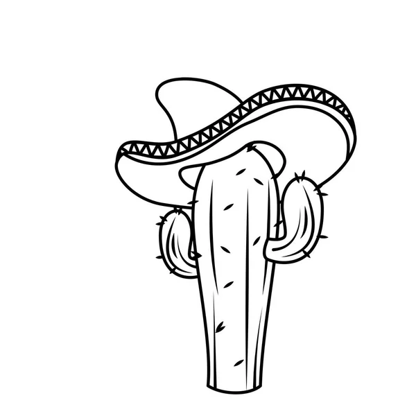 Μεξικάνικη κάκτος χαρακτήρα με καπέλο — Διανυσματικό Αρχείο
