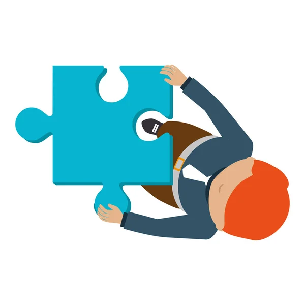 Osoba s ikonu hry puzzle kousky — Stockový vektor