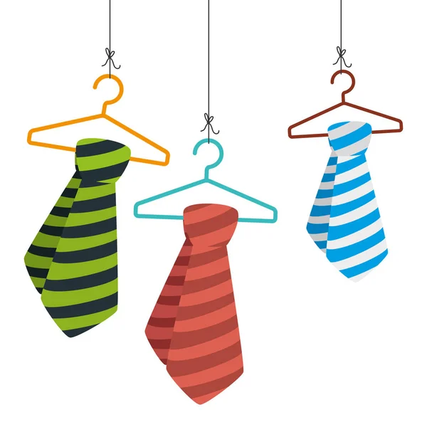 Tie male fashion hanging in hook isolated icon — Stock Vector