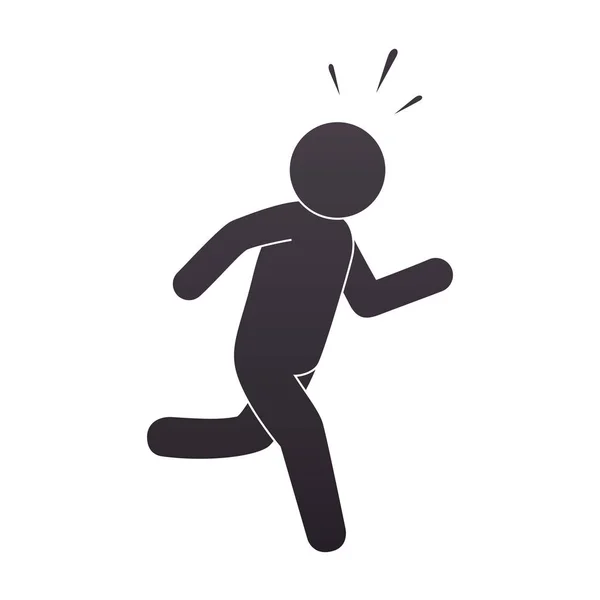 Silhouette human running isolated icon — стоковый вектор