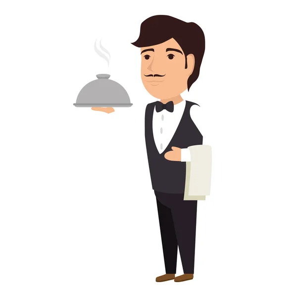 Elegant waiter character icon — Stock Vector