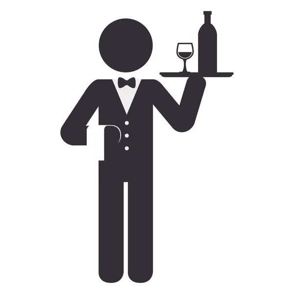 Elegant waiter character icon — Stock Vector