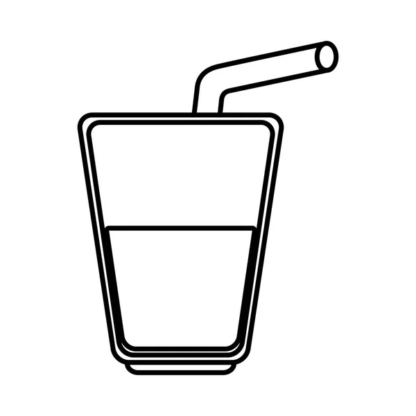Vaso de agua con paja — Vector de stock