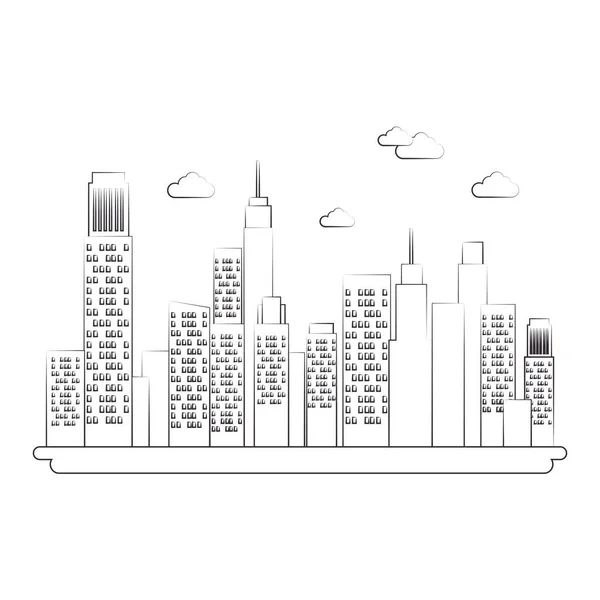 Edifícios de paisagem urbana ícone isolado — Vetor de Stock