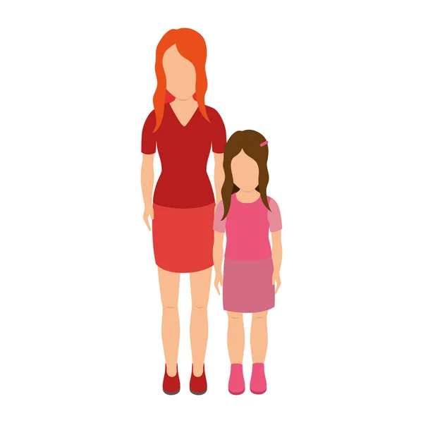 Madre con personaggio figlia — Vettoriale Stock