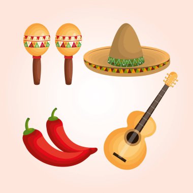 Meksika kültür Icons set