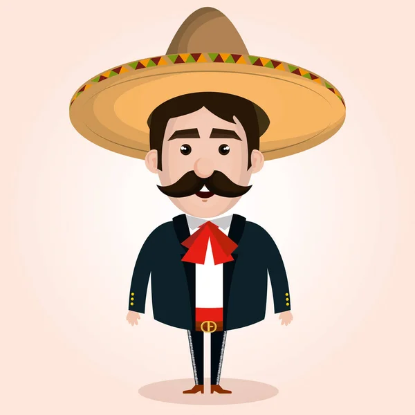 Mexicano mariachi personagem clássico — Vetor de Stock