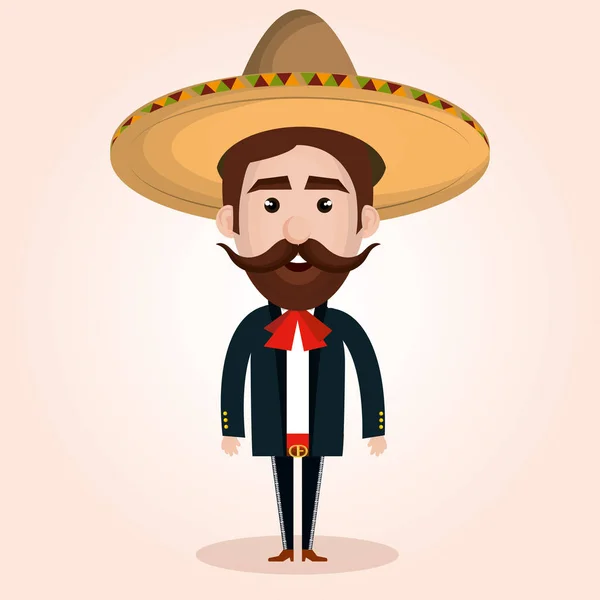 Mariachi mexicano carácter clásico — Vector de stock