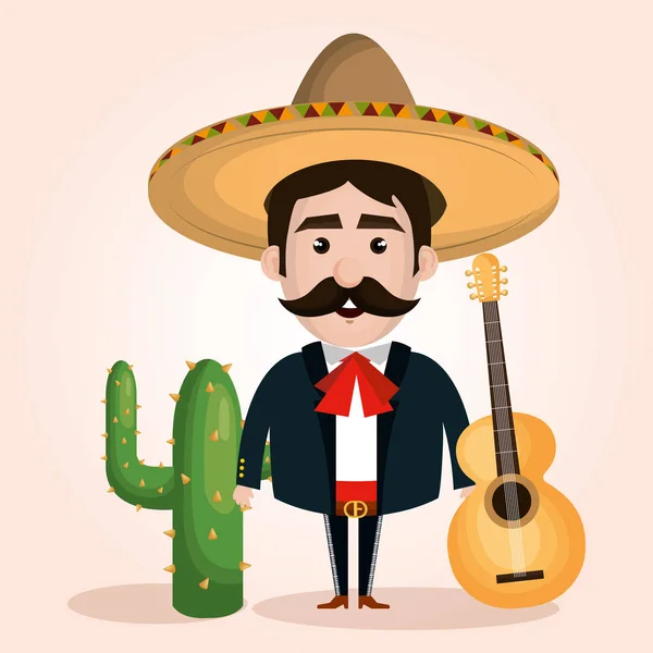 Mariachi mexicano carácter clásico — Vector de stock