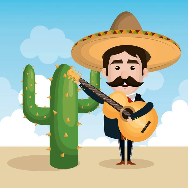 Mariachi mexicano carácter clásico — Vector de stock