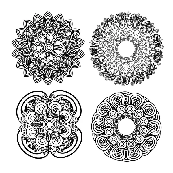 Set mandala arte icona decorativa — Vettoriale Stock