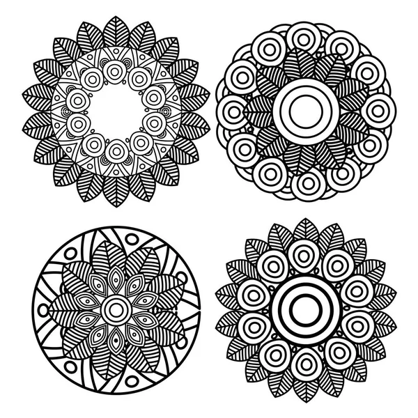 Conjunto mandala arte ícone decorativo — Vetor de Stock