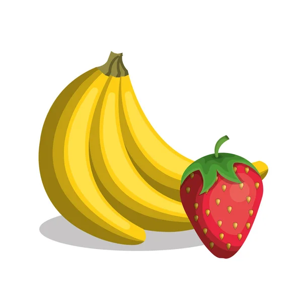 Banán a jahody čerstvé — Stockový vektor