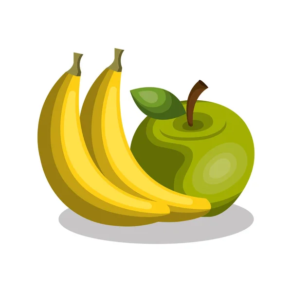 Banane et pomme fraîche — Image vectorielle