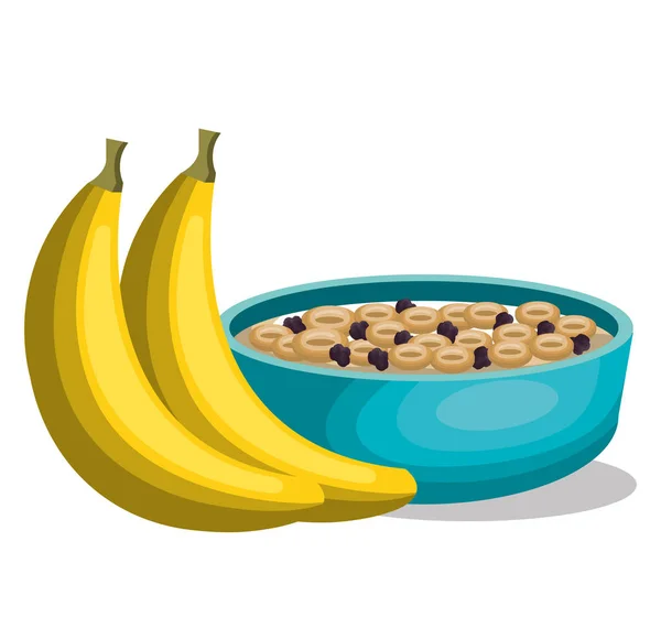 Banana e pequeno-almoço de cereais — Vetor de Stock