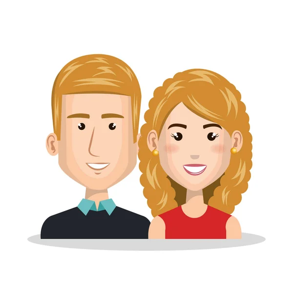 Ícone de personagens de casal jovem — Vetor de Stock