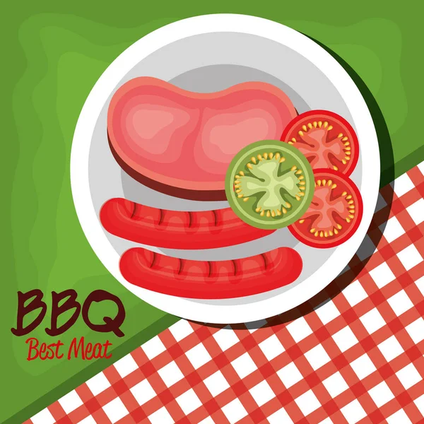 Bbq festa melhor carne — Vetor de Stock