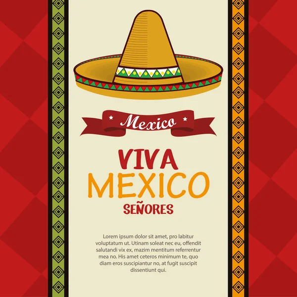 Viva mexico perayaan poster - Stok Vektor