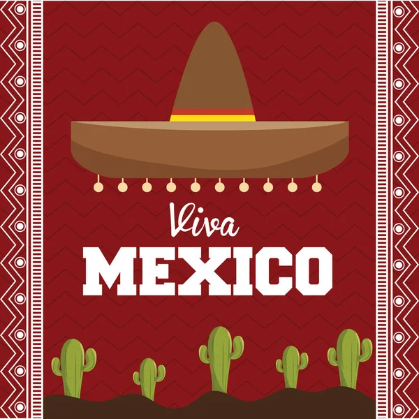 Viva mexico perayaan poster - Stok Vektor