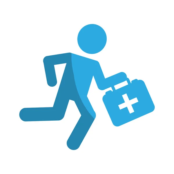 Sanitäter laufen mit medizinischem Gerät — Stockvektor
