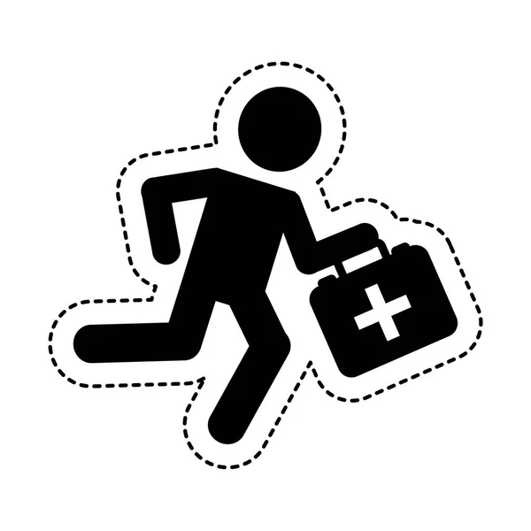 Paramedic running with medical kit — Stock Vector
