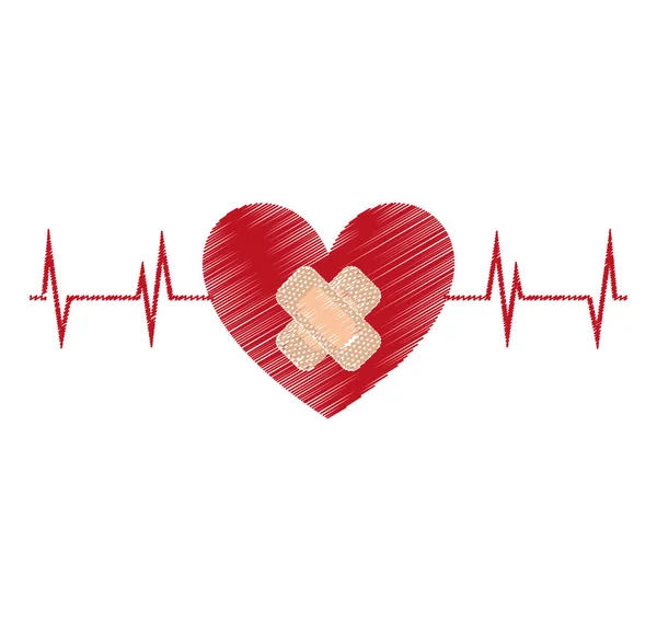 Сердце с иконой кардиологии — стоковый вектор