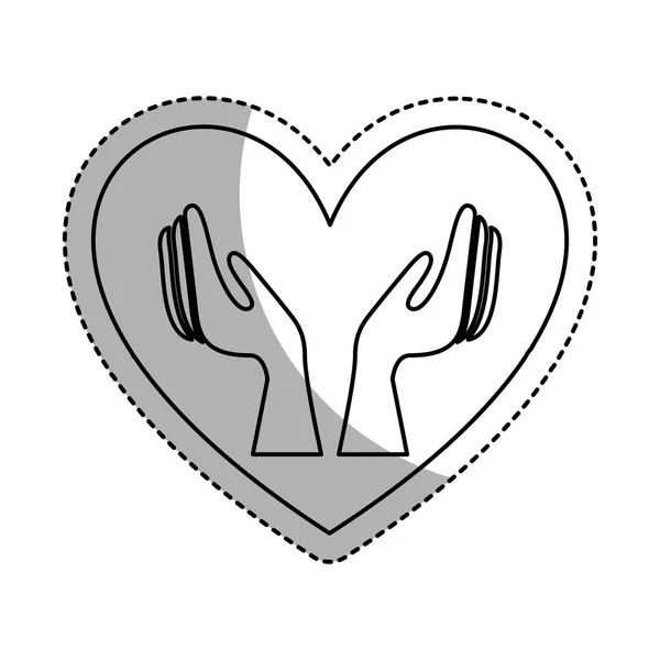 Szív és kéz emberi ikon — Stock Vector