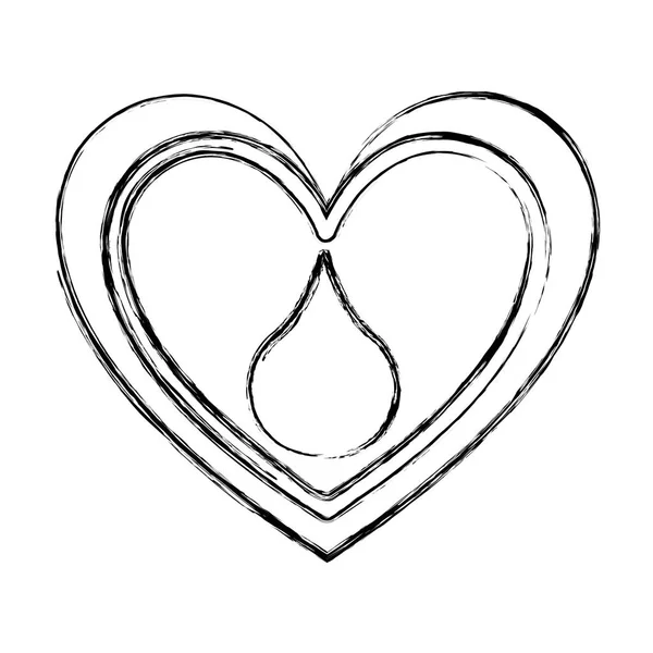 Coeur avec icône de goutte de sang — Image vectorielle