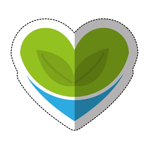 Hjärta med leafs växt-ikonen — Stock vektor