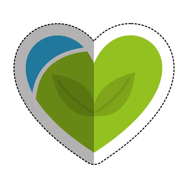 Hjärta med leafs växt-ikonen — Stock vektor