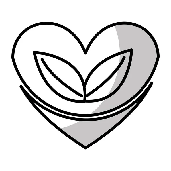 Сердце с иконой листвы — стоковый вектор
