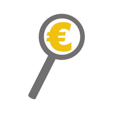 euro simgesi izole simgesi olan büyüteç arama