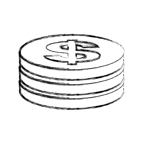Münzen Geld isolierte Ikone — Stockvektor