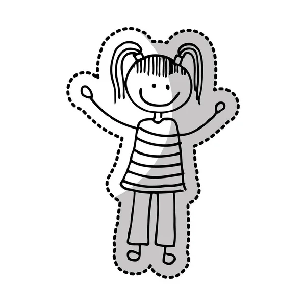 Cute little girl isolated icon — Stock Vector