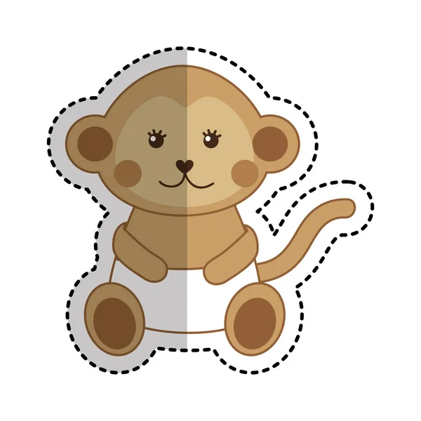 귀여운 원숭이 동물 격리 된 아이콘 — 스톡 벡터