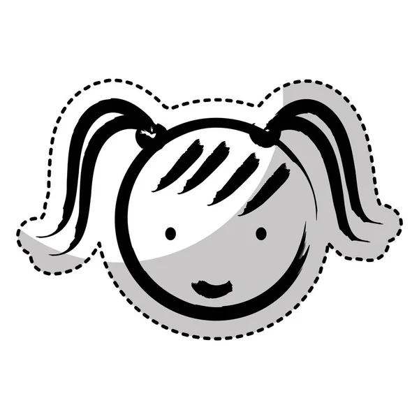 Linda niña aislado icono — Vector de stock