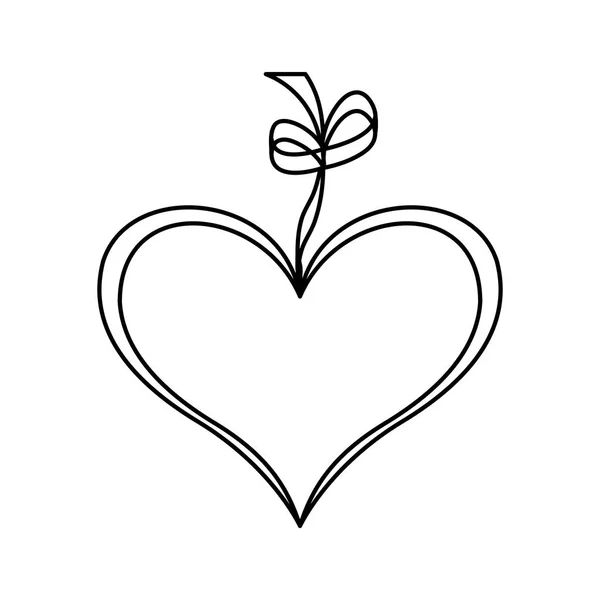 Heart love drawing with ribbon icon — Stock Vector