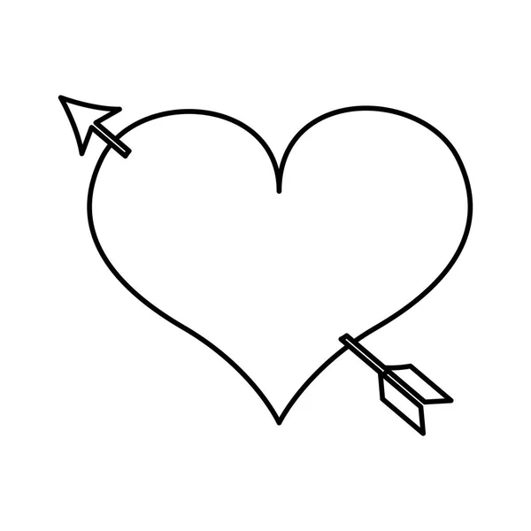 Heart love drawing with arrow icon — Stock Vector