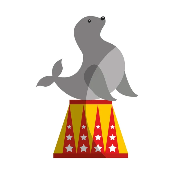 Seal circus entertainment icon — Stock Vector