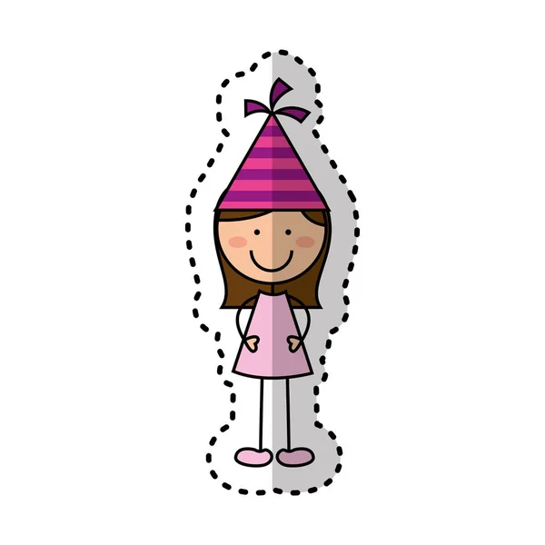 Personnage de fille mignonne avec chapeau fête — Image vectorielle